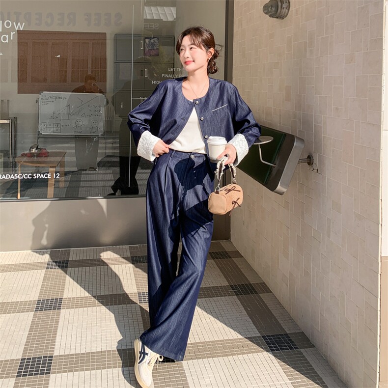 【新款】法式重工小香风拼蕾丝牛仔套装088-9836P195K318,女装套装/套裙,2C088