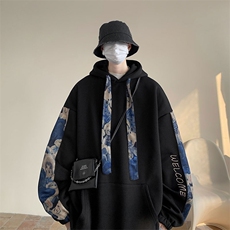 wassuphappy新中式小熊刺绣连帽卫衣男款春秋季潮流痞帅休闲外套，男装卫衣，电商A059