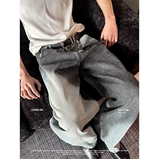 美式水洗牛仔裤男2025新款夏季穿搭直筒裤子休闲宽松阔腿长裤，男装牛仔裤，星座506A