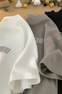 260g重磅抖音品质 主推宽松刺绣短袖男T恤X416b-1-DT392-P35限48图片