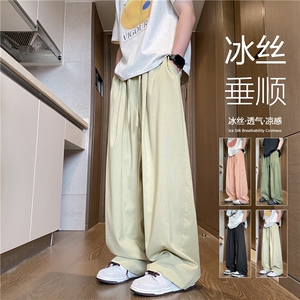 夏季新款简约纯色凉感宽松透气百搭休闲裤B315-K25598-特p30控58图片