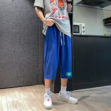 QK72264-P25冰丝七分裤男大码速干短裤男五分裤港风，男装休闲裤，电商A040
