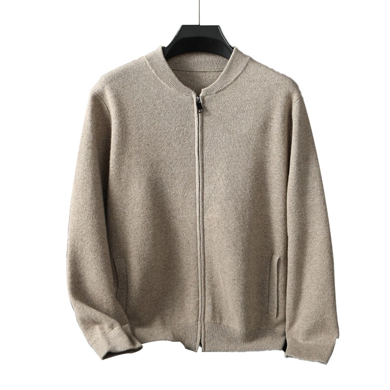 时尚男士秋冬新款简约休闲羊绒棒球服高品质保暖舒适,男装羊绒开衫,台绒羊绒