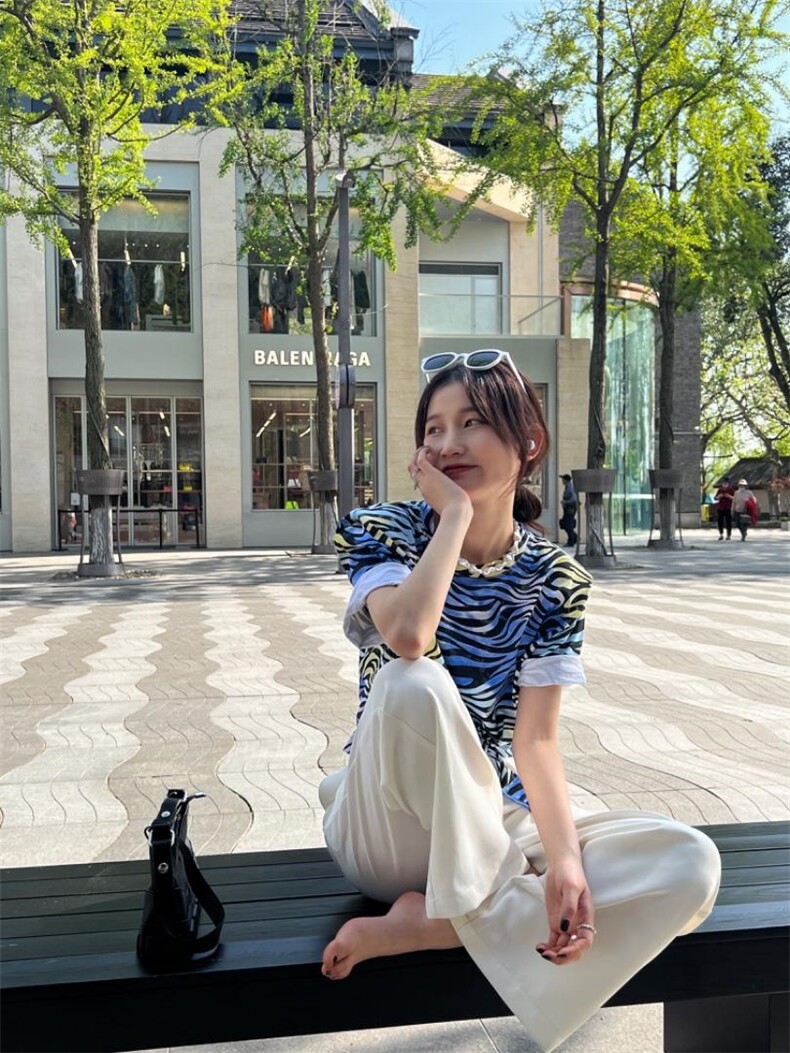 蝴蝶结斑马垫肩短T辣妹风百搭洋气，其它，Alissa Lin