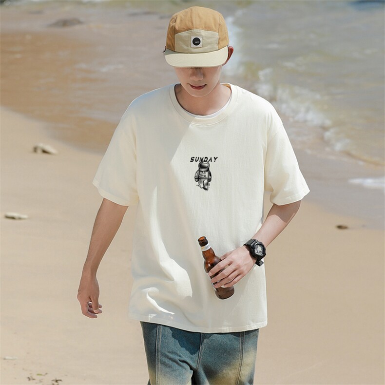 CL2男女中性圆领短袖半袖T恤衫外套大码太空人印花学生TEE潮宽松,男装T恤,星座115A-3