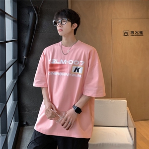 1港风条纹印花设计潮大码M-5XL短袖T恤男DT77779P18块特价控38