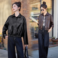 袁泉同款磨砂皮皮衣外套女2025新款短款高级感夹克，女装皮衣，江南女神