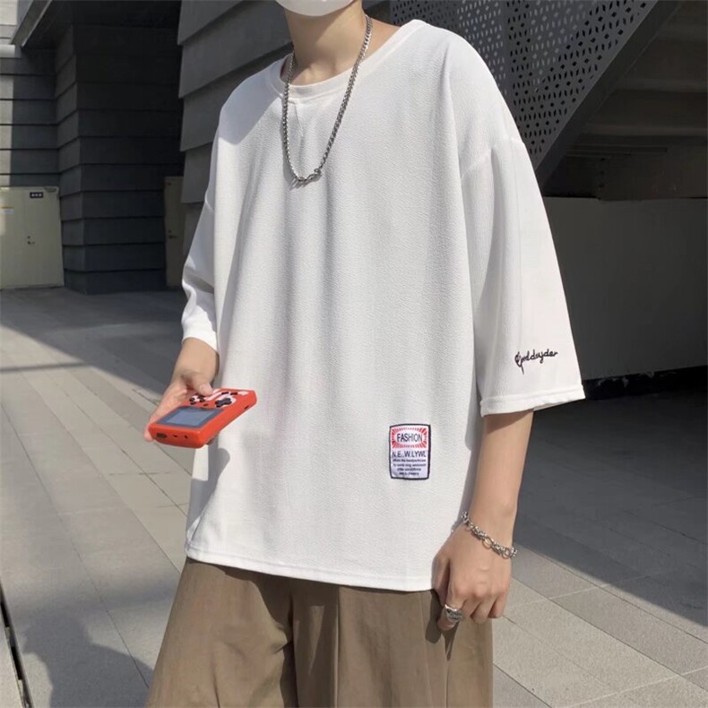 七分袖t恤男夏季薄款短袖港风潮牌宽松休闲大码帅气半袖上衣体恤,男装T恤,星座1210-1