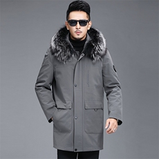 中年爸爸装脱卸兔毛内胆派克服上衣拆卸银狐毛领外套ALXB809-P860，男装中老年男装，电商B212（原钱塘6029）