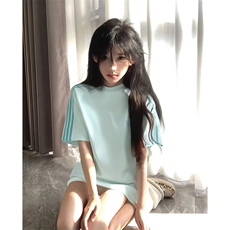 抖音得物品质二开240克宽松纯棉美式潮牌印花三条杠中性风短袖T恤，男装T恤，电商A486-1