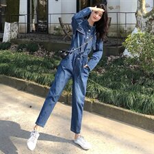 爆款主推套装宽松收腰牛仔连体裤连衣裤女188811，女装牛仔裤，艾青服饰