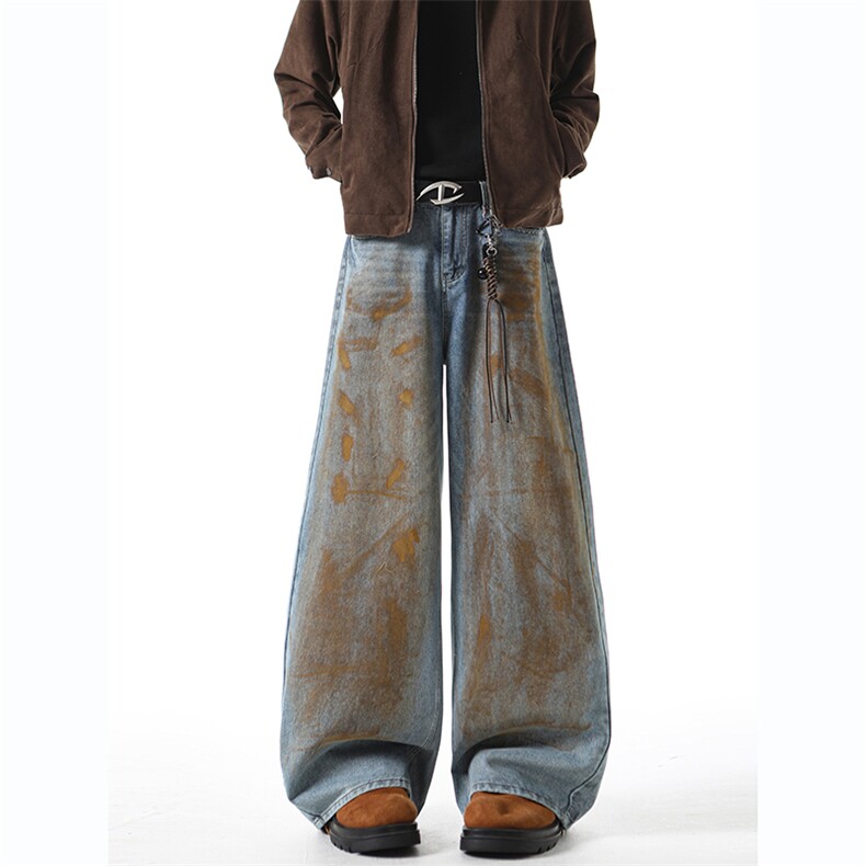 809B!新春现货美式弯刀油漆宽松牛仔裤809B-613-P48,男装牛仔裤,星座809B（原星座805）