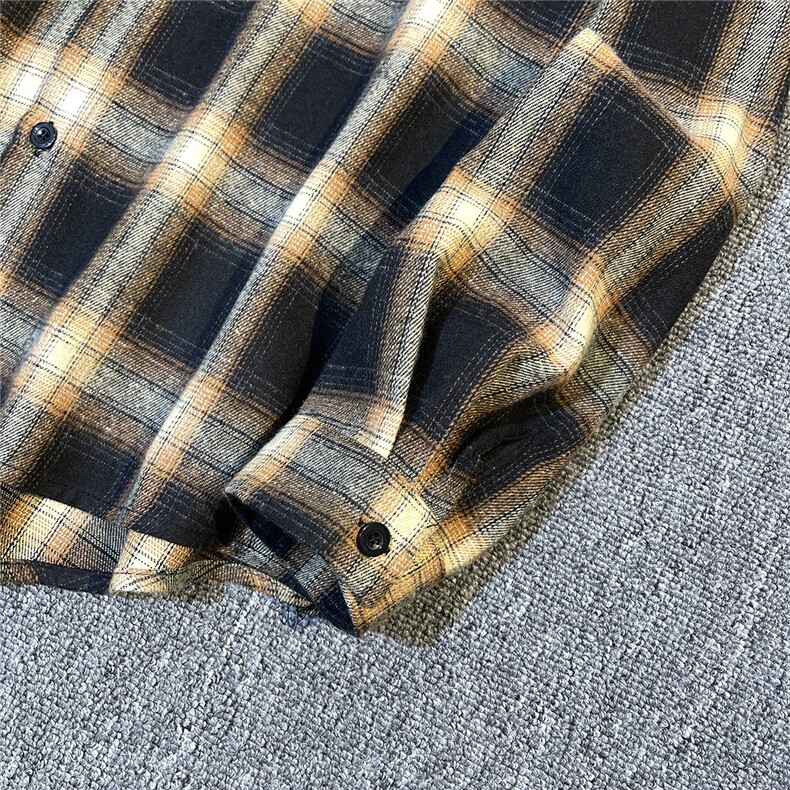 B413-1-DX939秋季新款格子长袖衬衫男复古休闲百搭宽松潮流衬衣服,男装衬衫,电商B413-1