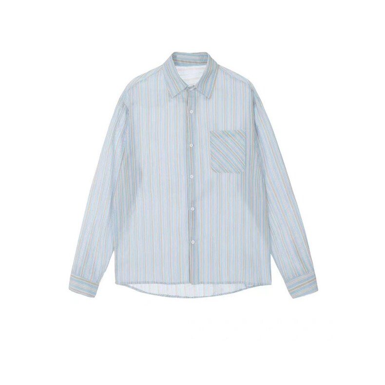 1506/GM1630/P44男装衬衫冬季新款时尚条纹翻领宽松休闲上衣,男装衬衫,星座1506A