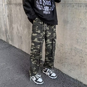美式复古迷彩工装裤男女新款宽松高街直筒休闲阔腿长裤A7073-p49图片