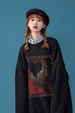 中性风2026秋季新款设计感油画风印花圆领情侣卫衣W197p30控48-，男装卫衣，A247A