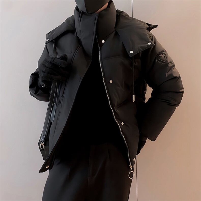 B10/P108控148冬季黑色系休闲百搭工装式连帽棉衣外套男黑首2,男装棉衣,星座305B