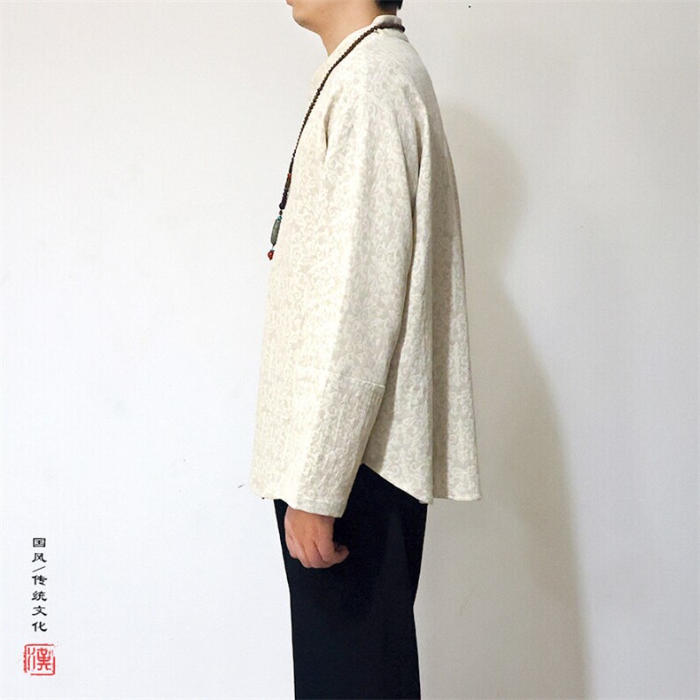 风男装棉麻提花男士改良汉服领禅意男士衬衣C248P75,男装衬衫,钱塘802