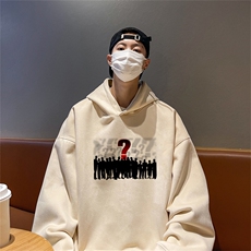 特P43控78秋季360G麂皮绒印花宽松休闲连帽卫衣JWY3272，男装卫衣，电商B370
