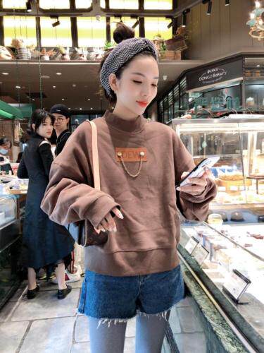 加绒中领卫衣，女装卫衣/绒衫，一杭