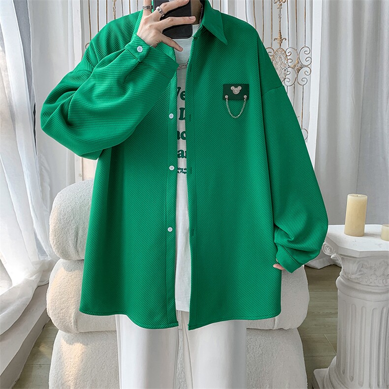 现货港风宽松长袖衬衫男KD500-P50图片