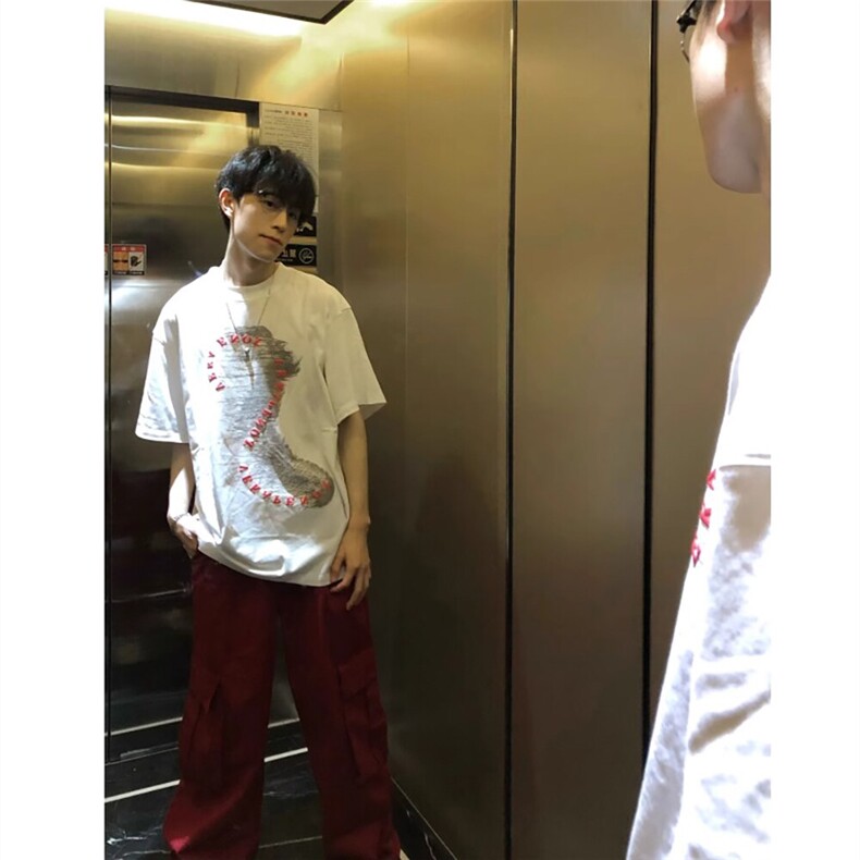 宽松休闲印花短袖素描风D328-T25022-P25,男装T恤,电商D328