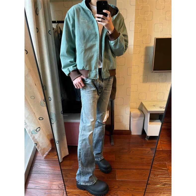 【有货】湖水绿Boxy短款连帽外套男春秋美式帆布夹克Y166CC-特P63,男装夹克,星座1007（原301D）