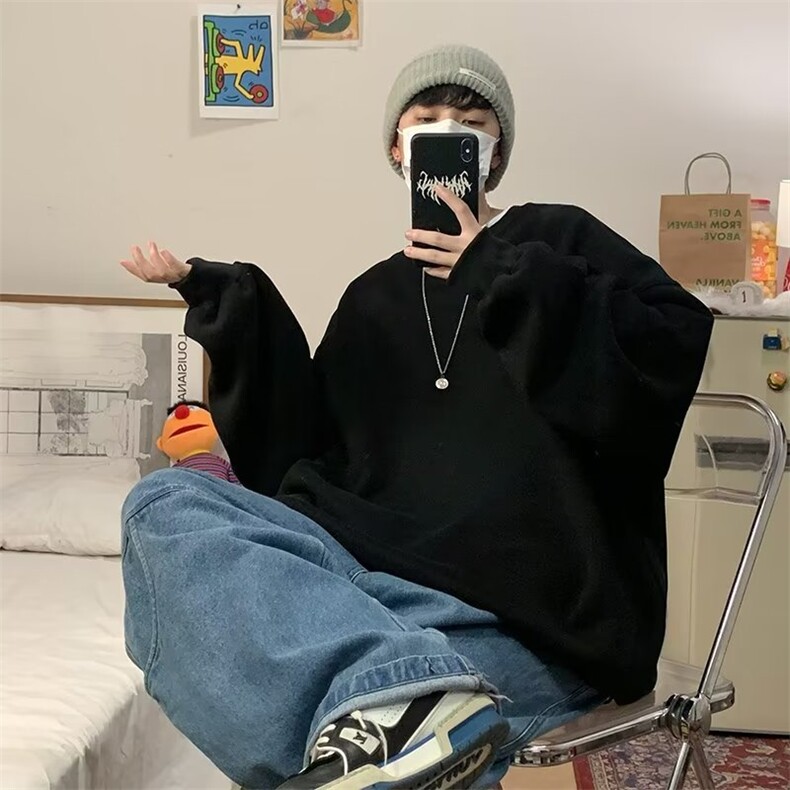 纯色卫衣男潮ins港风潮流圆领WB01P25,男装卫衣,星座1116-2