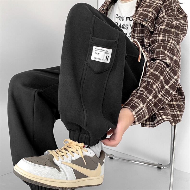 2023麂皮绒加绒加厚束脚宽松休闲裤男冬装运动裤DM304-P60，女装休闲裤，电商D321-1