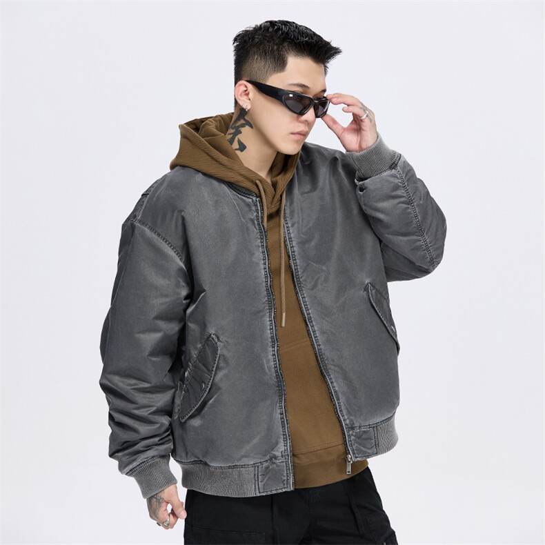 美式复古棉衣冬季棒球领潮牌夹克飞行服外套A436-982-P135168图片