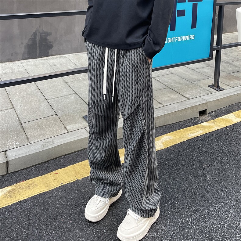 复合面料高克重雪尼尔鱼骨纹褶皱宽松休闲裤K25597/特P38灰色8,男装休闲裤,电商A094