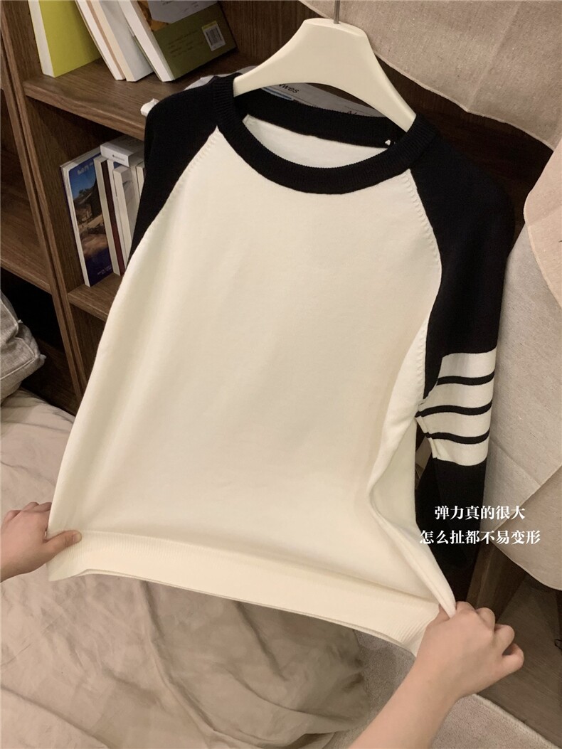 2024春季圆领毛衣女内搭简约气质长袖宽松针织打底衫,针织衫/毛衣,沐策羊绒