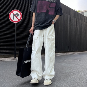 特 夏序100棉新款工装裤白色弯刀牛仔裤潮流男裤长期有货 556P55图片