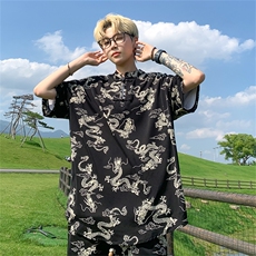DSA028-TZ2402特P50量大优供视频新风龙纹冰丝短袖短裤套装男，男装休闲套装，电商A028
