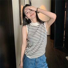 2025秋冬百搭时尚简约圆领抽条无袖背心，女装羊绒衫，玛卡隆羊绒