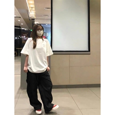 H0819-P35印花+打网纯棉220克休闲宽松短袖t恤，女装T恤，星座617A-2