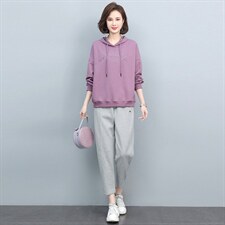 春季新款休闲舒适套装女宽松显瘦时尚两件套运动服，女装套装/套裙，悦见她