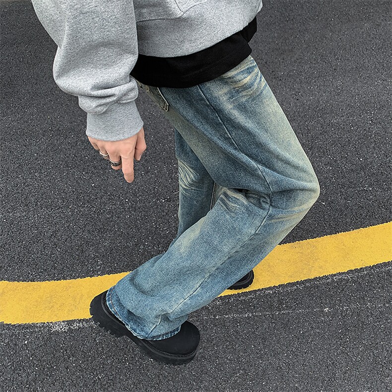 A408-1-24K60849-P55-X79-M-3XL美式高街微喇水洗牛仔裤，男装牛仔裤，电商A408