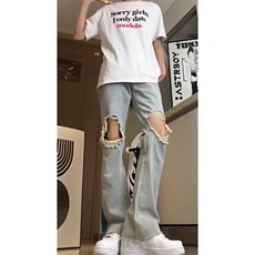美式高街ins小众破洞牛仔裤货号K751P60，男装牛仔裤，电商A063