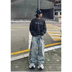 高街3D数码印花泼墨伐木工装牛仔裤男网图G198-P58，男装牛仔裤，星座1001-1
