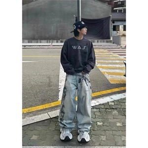 高街3D数码印花泼墨伐木工装牛仔裤男 网图 G198-P58图片