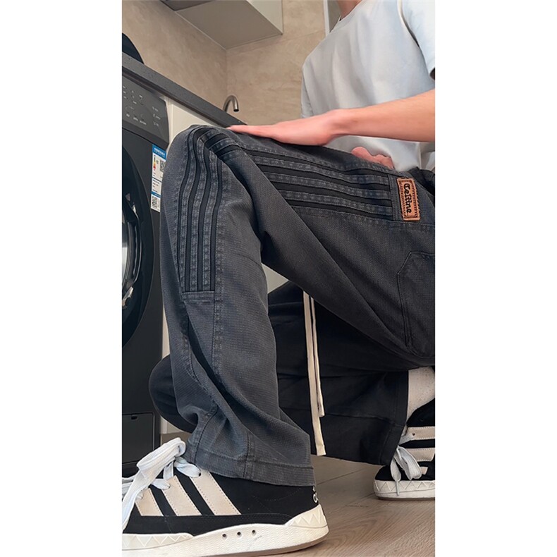 2025新品运动拼接条纹休闲裤男宽松直筒阔腿长裤DY528-P55,男装休闲裤,电商A178