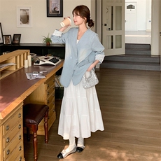 现货蕾丝拼接牛仔西装2531P145控218，女装短外套，2C201