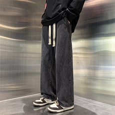 春季直筒宽松纯色休闲阔腿大码牛仔裤男KLY115特批40，男装牛仔裤，电商A042