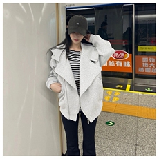 网图重磅380克全棉宽松设计感拉链套头连帽卫衣外套AH912-P58，女装短外套，四季星座610B
