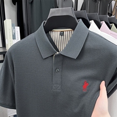 爆夏季男款棉透气polo衫长袖潮流上衣百搭商务风刺绣男装，男装T恤，钱塘6003（原4033）