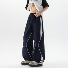 美式高街条纹裤子男夏季冰丝宽松冲锋户外工装伞兵阔腿裤KZ047P55，男装休闲裤，电商B312