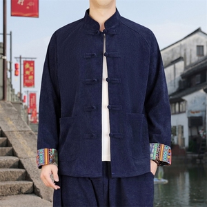 男士外套灯芯绒夹克盘扣立领唐装风 XZ1512-2502单夹克-P80图片