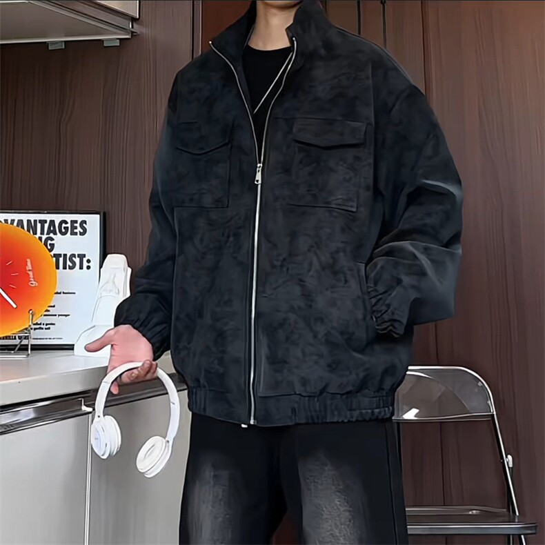 PY5071/P85秋装新款宽松皮衣皮夹克男休闲百搭潮流痞帅上衣外套,男装夹克,电商A141