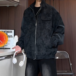 PY5071/P85秋装新款宽松皮衣皮夹克男休闲百搭潮流痞帅上衣外套图片